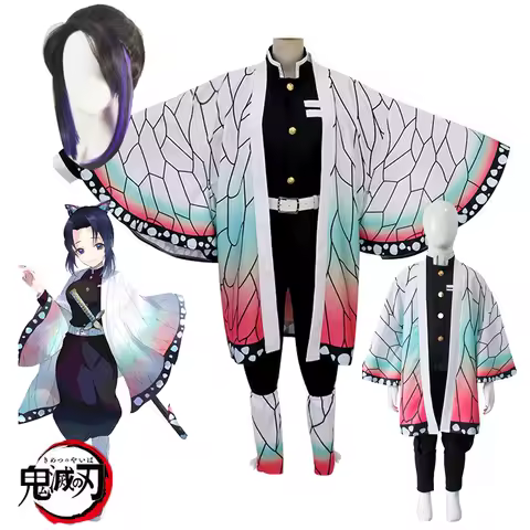Anime Cosplay Demon Slayer Kochou Shinobu Costumes Kimetsu no Yaiba Cosplay Costume Wig Women Kimono Halloween Christmas Suit