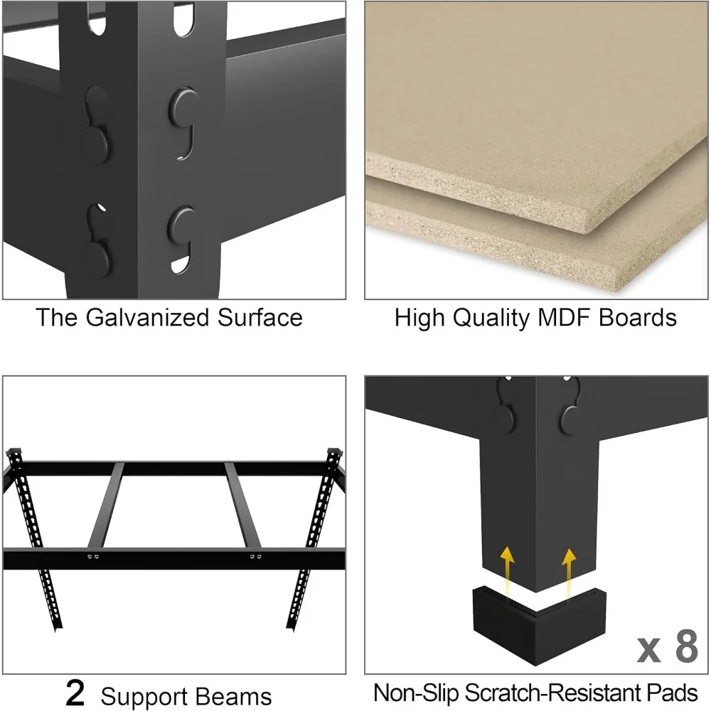 47" L x 23,6" P x 71" H Prateleiras de armazenamento grandes e resistentes - Prateleiras de armazenamento de garagem ajustáveis de 5 camadas, armazenamento de metal