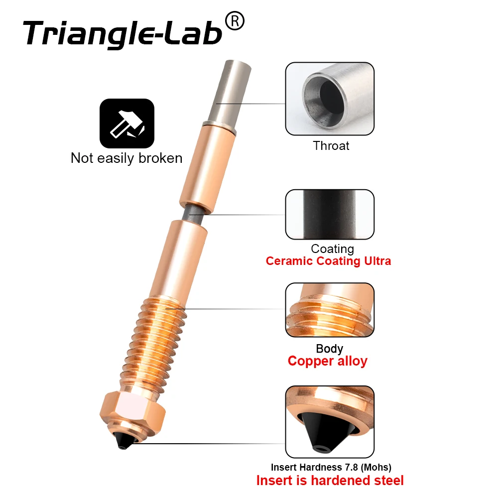 trianglelab QIDI Plus4 Bimetal Wear-resistant Ceramic Coating Uitra unbreakable nozzle for quick removal and easy replacement - Image 3