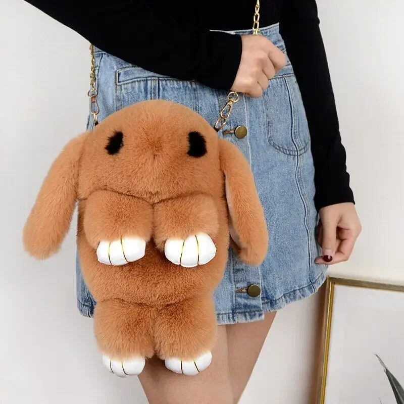 Tas selempang boneka mainan anak hadiah mainan lucu kelinci mewah tas bahu tunggal