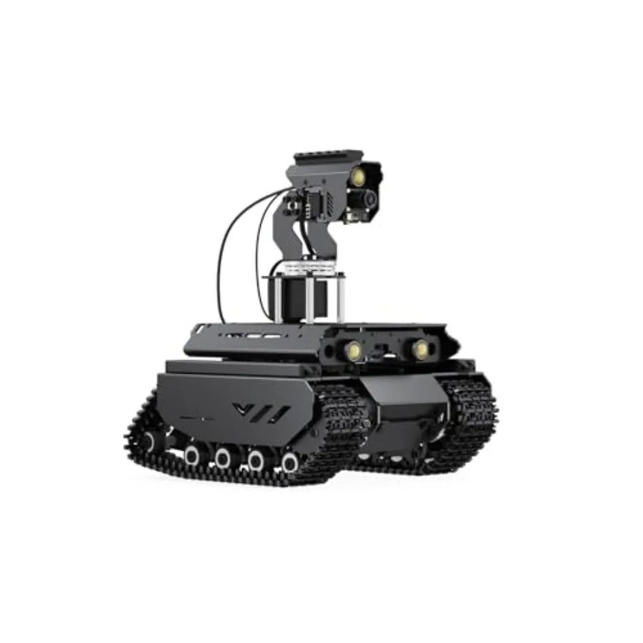 

Open-Source Off-Road Tracked AI Robot Compatible with Raspberry Pi 5 Dual Controllers Computer Vision Comes with Pan-Tilt Modul