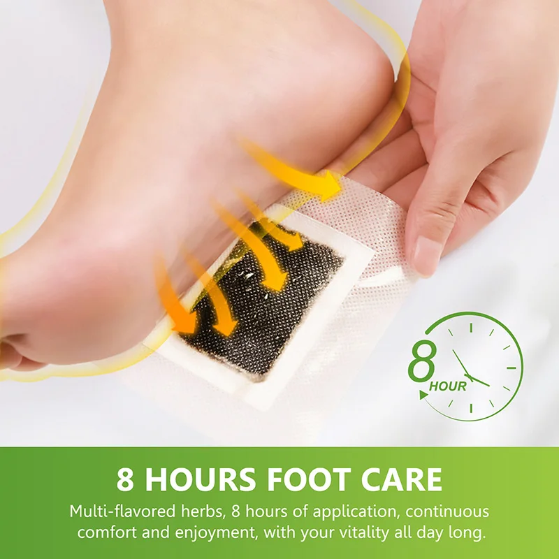 Absinto e Bambu Carvão Vegetal Foot Patch, Adesivo para o pé, Desintoxicar toxinas, Aliviar o estresse, Umidade promover o metabolismo, Cuidados com os pés