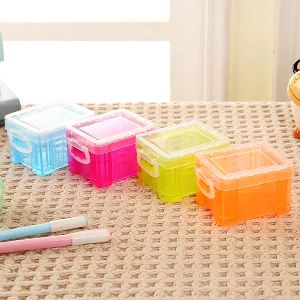 

4Pcs Colorful Desktop Storage Organizer Boxes Large Capacity Multi-Function Sundries Holder Portable Plastic Storage