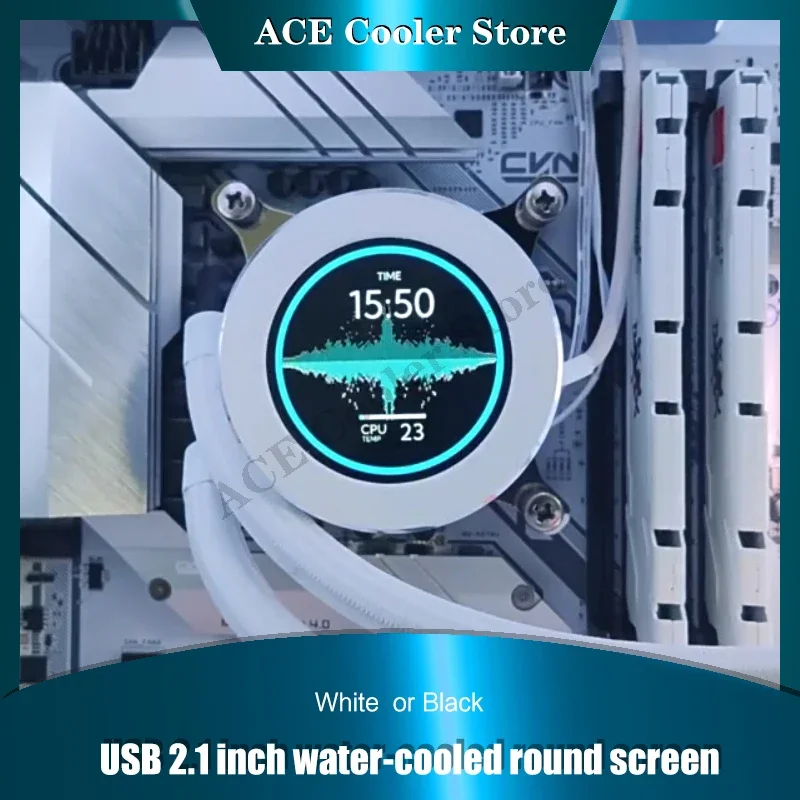 Computer CPU Water Cooler Secondary Expand Screen 2.1'' CNC Monitor Display USB 9Pin Photos/Video Playback HDMI Freely
