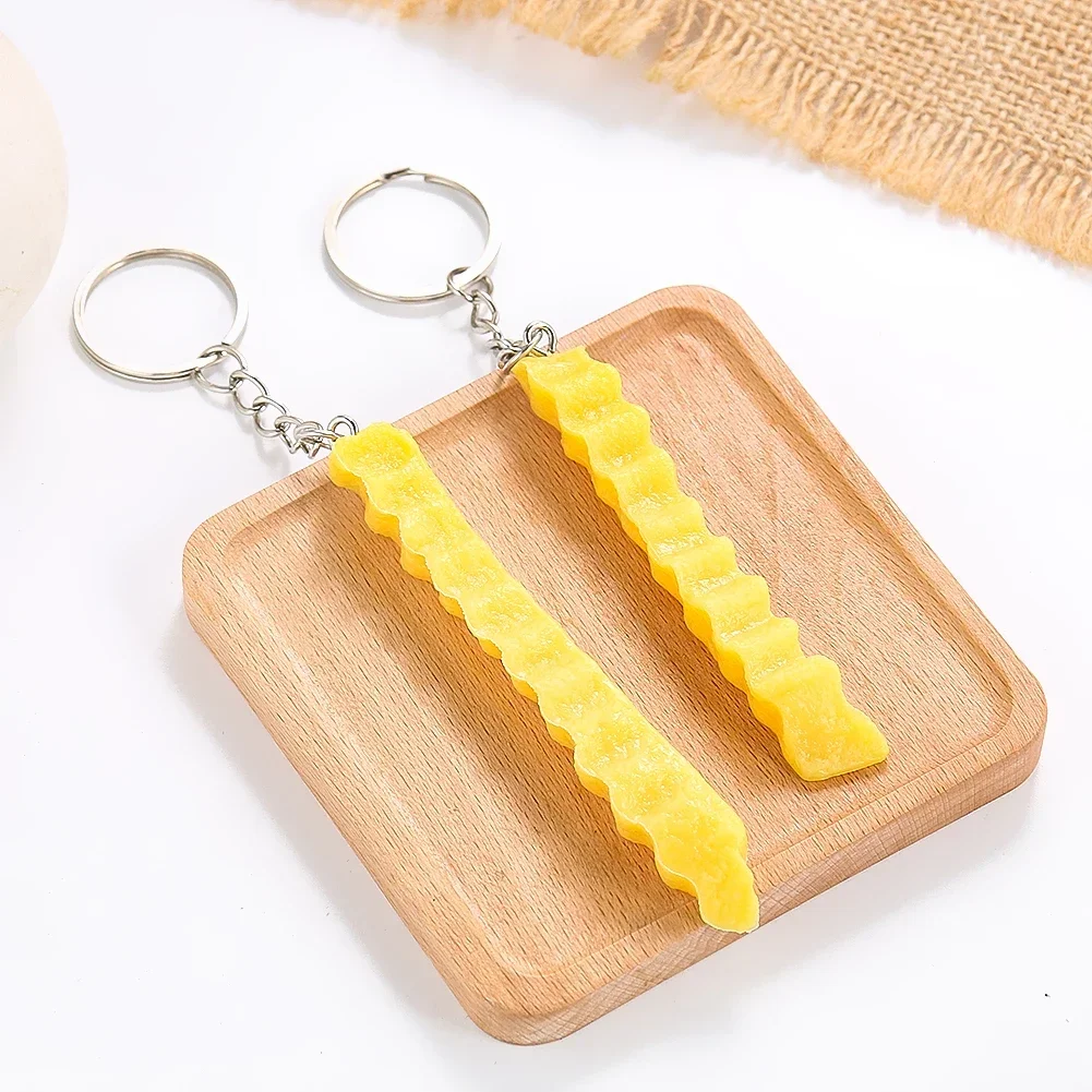 1PC Pvc Simulation Wolf Tooth Potato Keychain Gourmet Model Key Ring Men's Car Keychain Backpack Food Pendant Restaurant Gifts