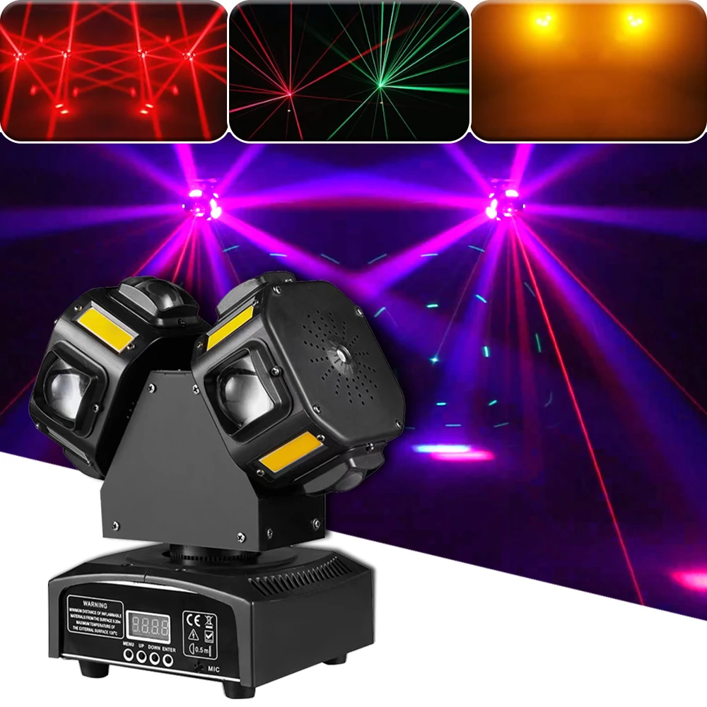 

With RG Laser Lights 8x10w RGBW 4in1 LED Moving Head Beam Light Strobe Light DMX Rotation Double Arms Moviing Heads For DJ Party