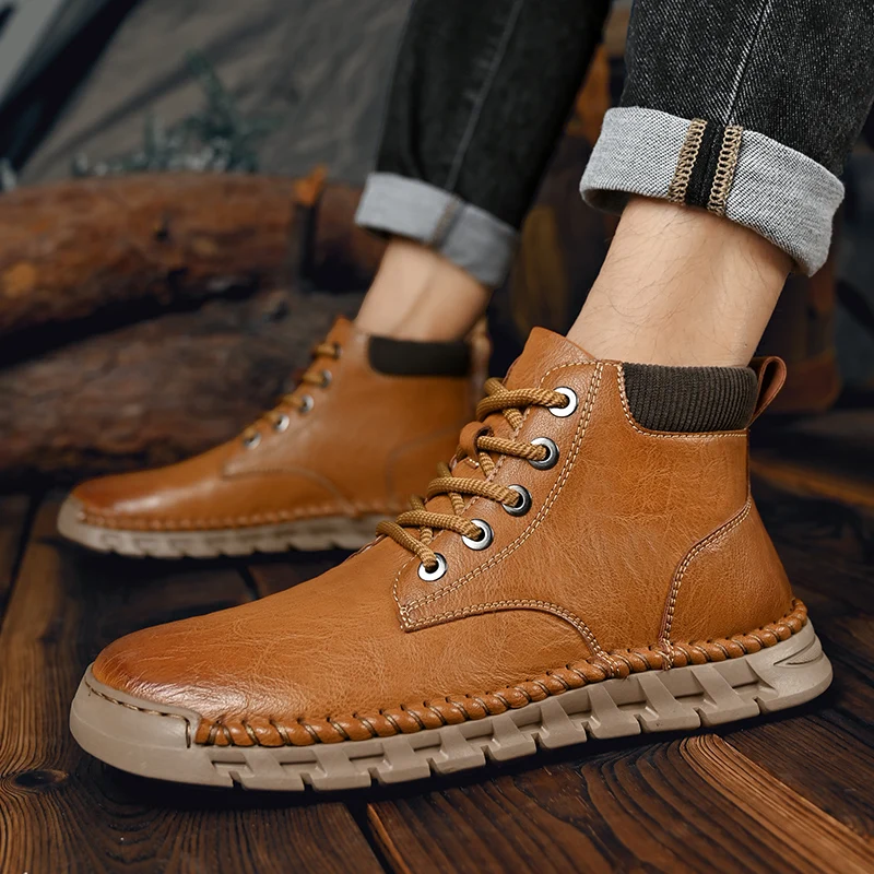 

Autumn and winter men's boots Retro Comfort Quality Style Leisure Party Daily Business Office Black Brown outdoor shoes 38-46