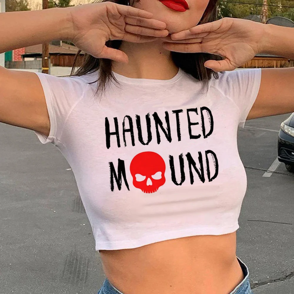 Sematary i Love Haunted Mound goth aesthetic streetwear  crop top Female streetwear  goth 2000s clothing tee