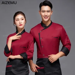 Man Restaurant Chef Jacket Long Sleeve Cafe Kitchen Work clothes Wear Bakery Cooking coat Tops sushi Chef Uniform short set