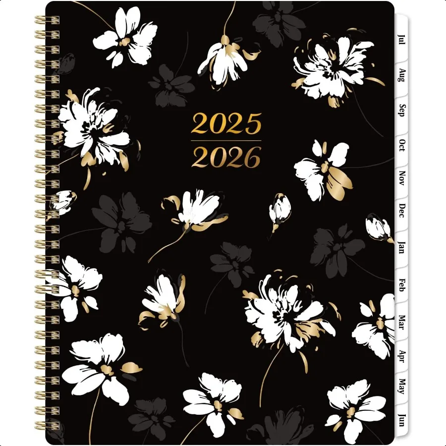 20252026 Planificador Planificador mensual semanal desde julio de 2025 de junio 2026 Planificadores de calendario académico 20252026 con pestañas de lista de tareas Flora