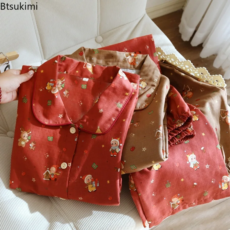 

Новые женские пижамные комплекты с длинным рукавом для сна, 2 предмета, весна-осень, 100% хлопок, домашняя одежда для женщин