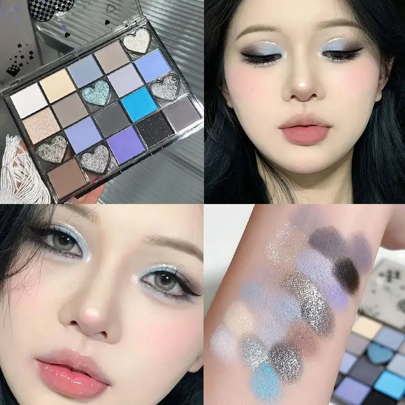 لوحة ظلال عيون بيا بلاكينيد على شكل قلب غير لامعة بيرليسسينت جليتر ترتر لون أرضي مكياج عيون سموكي