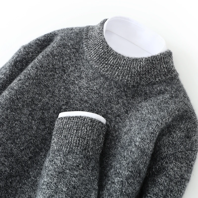 

Men's Thick 100% Cashmere Sweater Mock Neck Basic Pullover Autumn Winter Smart Casual Cashmere Knitwear Soft Warm Clothing Tops