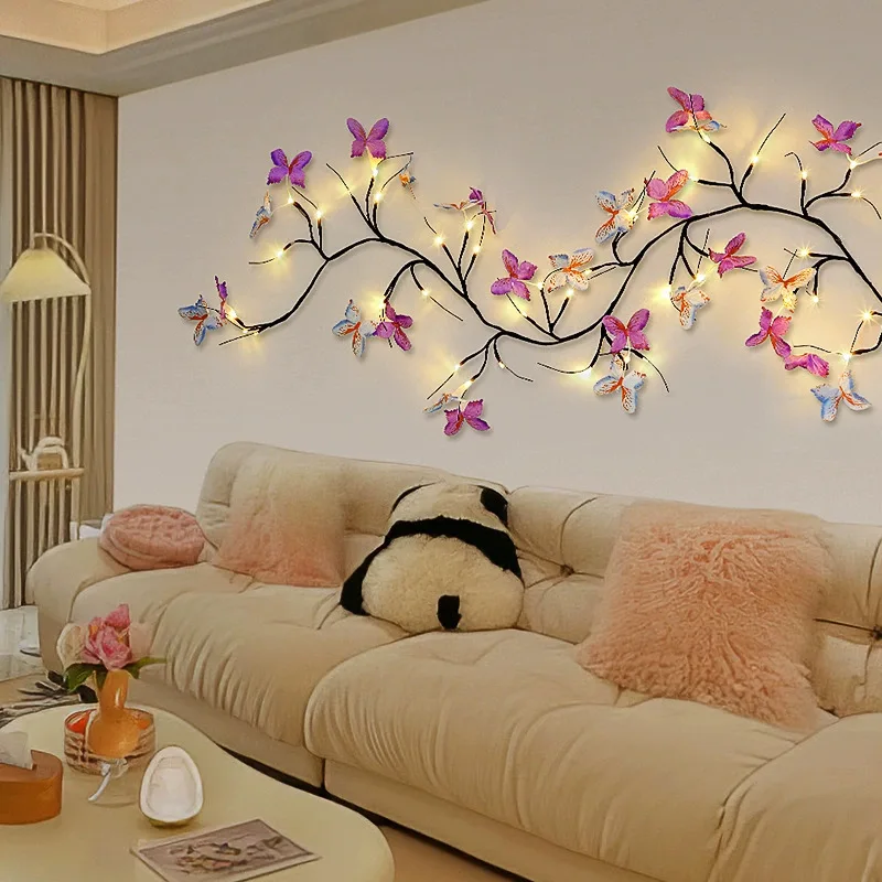 Elegant Butterfly Vine Branch LED String Lights 30 LEDs 8 Modes USB-Powered Bedside Ambient Lighting