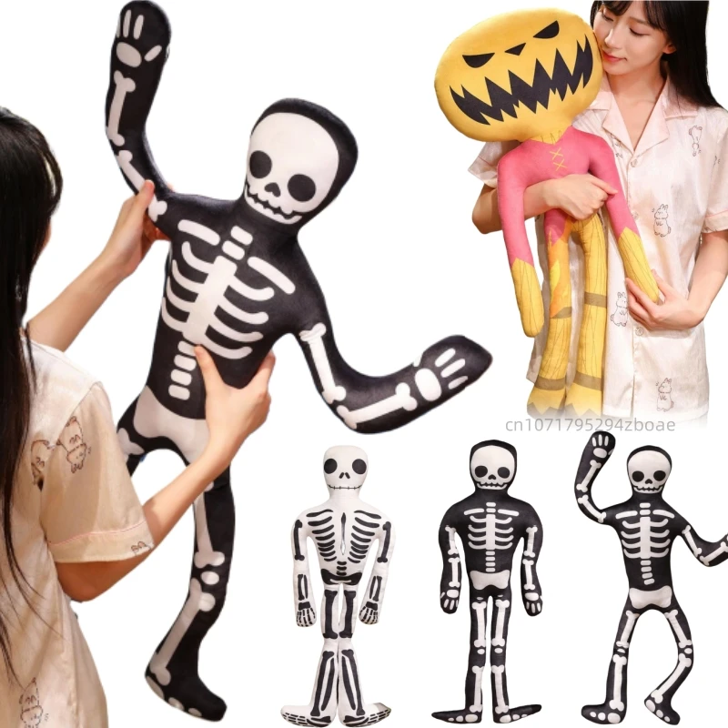 40-80cm Cartoon Fun Dancing Skull Plush Doll Pillow Different Posture Of Skeleton Pumpkin Ghost Plush Toy Halloween Home Decor