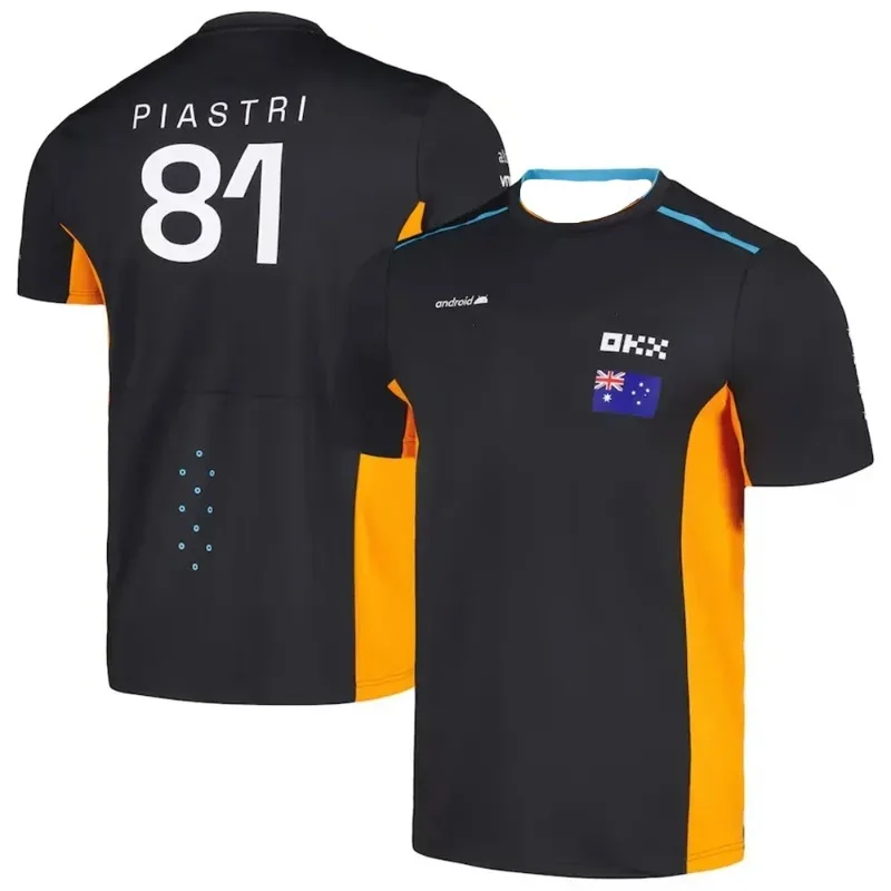 2025 Nuevo 4-81 F1 Racing Lando Norris Camiseta Ropa de carreras Deportes al aire libre Ropa de entrenamiento para adultos y mujeres Mangas cortas Top con estampado 3D