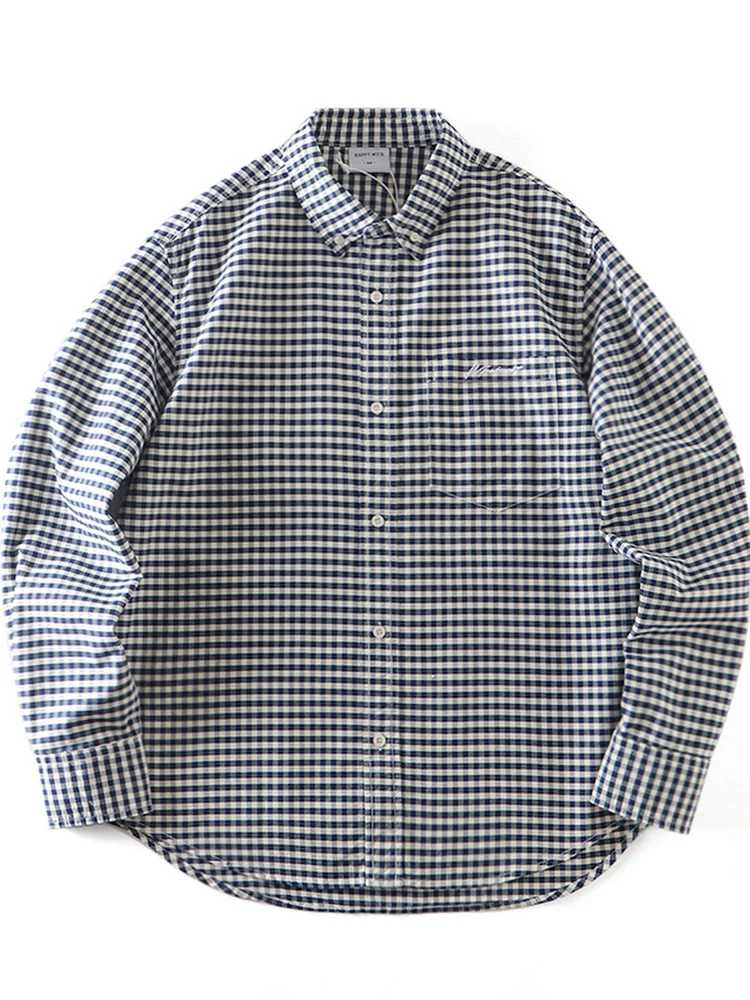 

New Advanced Full Cotton Waed Breathable Plaid Long Sve Casual irt Jaet Loose Men's Spring Autumn Seasonal Wear