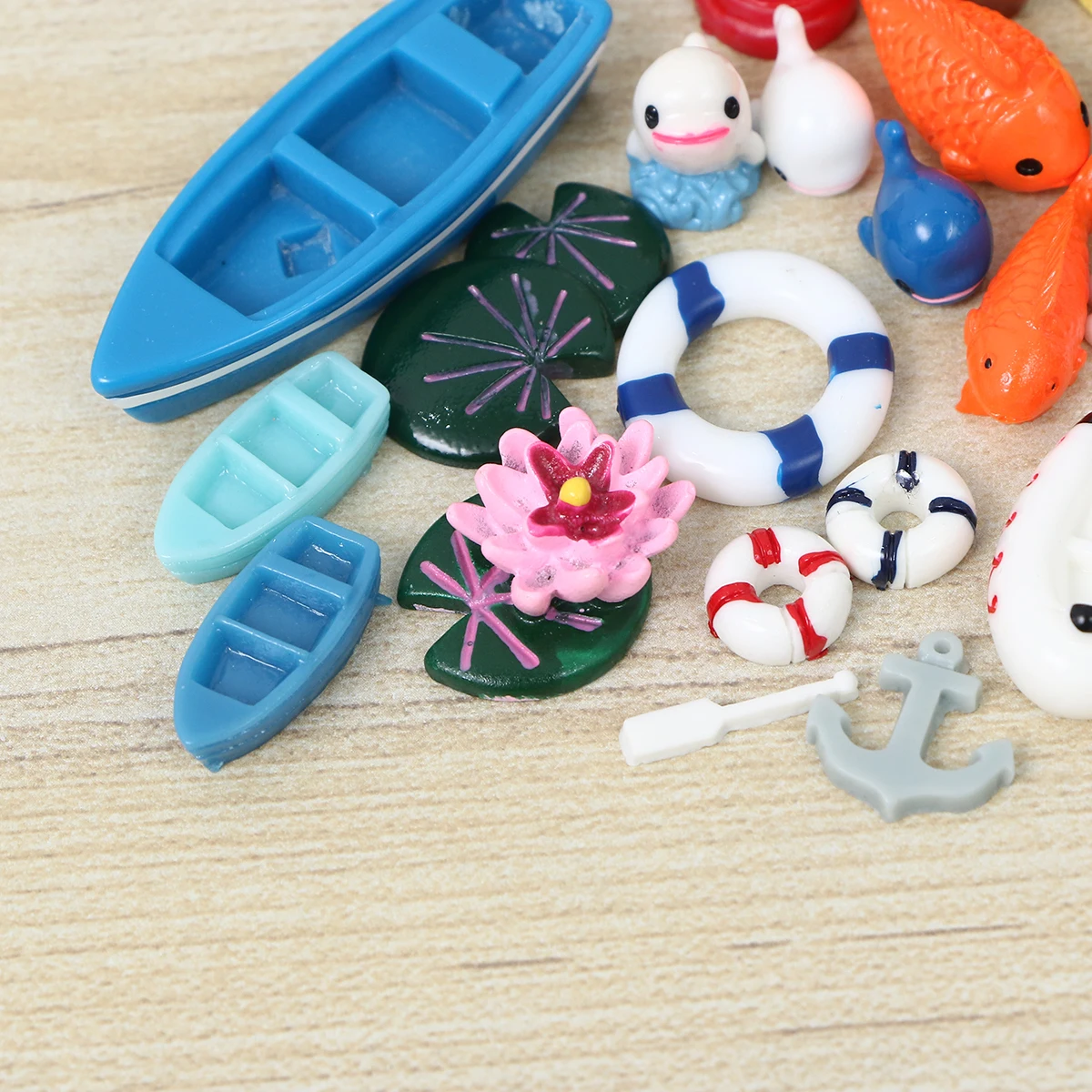 28Pcs Ocean Resin Ornaments Cute Mini Aquarium Decor for Fresh Salt Water Tanks Beach Theme Party Home Vivarium Landscape Craft