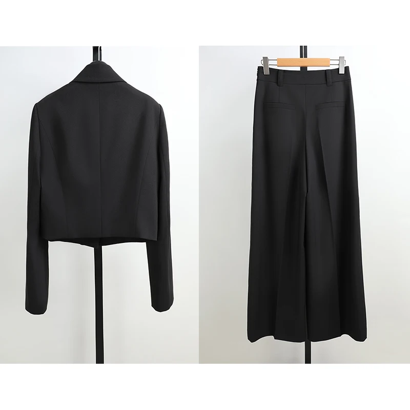 Awei ملابس الخريف العلامة التجارية الجديدة المرأة طويلة Sve دعوى ort Jaet عالية الخصر مستقيم الساق السراويل 2 قطعة مجموعة المهنية ث... #4