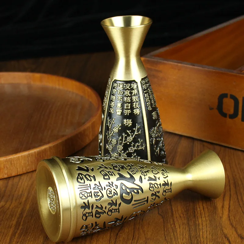 Plum Orchid Bamboo Chrysanthemum Cup Desktop Creative Ornament Pure Copper Hundred Blessings Wine Storage High-end D