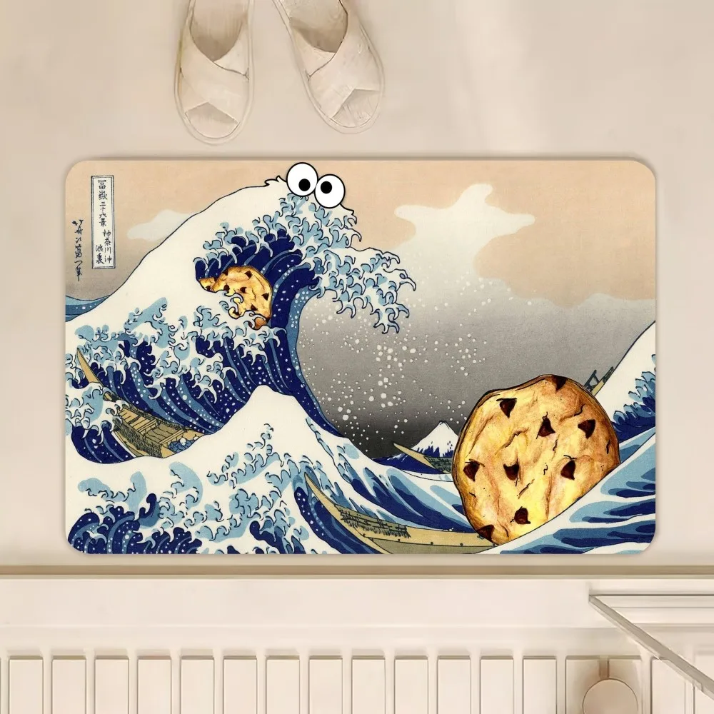 Art The Great Wave landscape D Floor Mat Bedroom Kitchen Door Bath House Super Absorbent Foot Non-slip