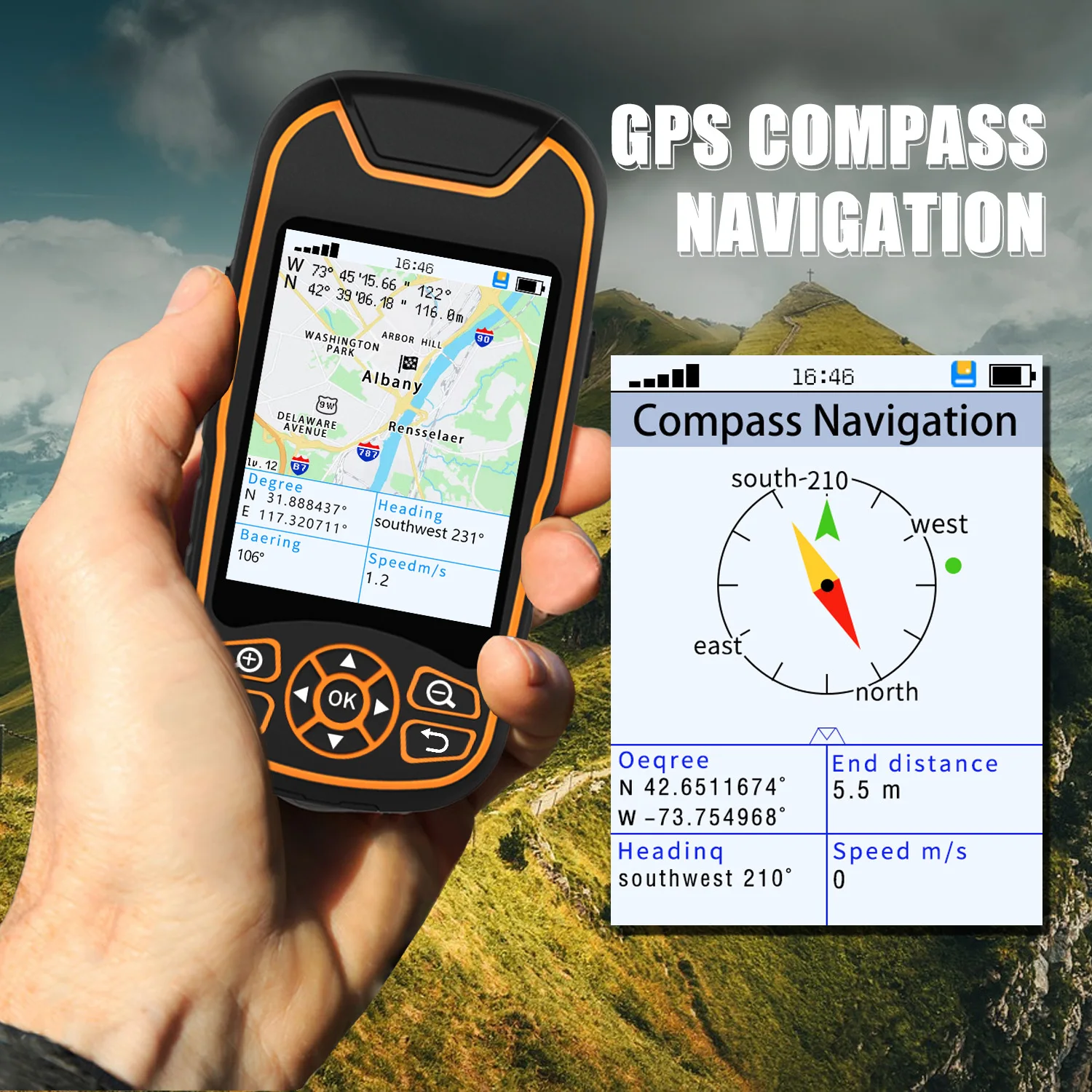 High precision COORDINATE COLLECTION SATELLITE MAP GPS COMPASS SATELLITE POSIT  handheld GPS for camping & hiking & exploration