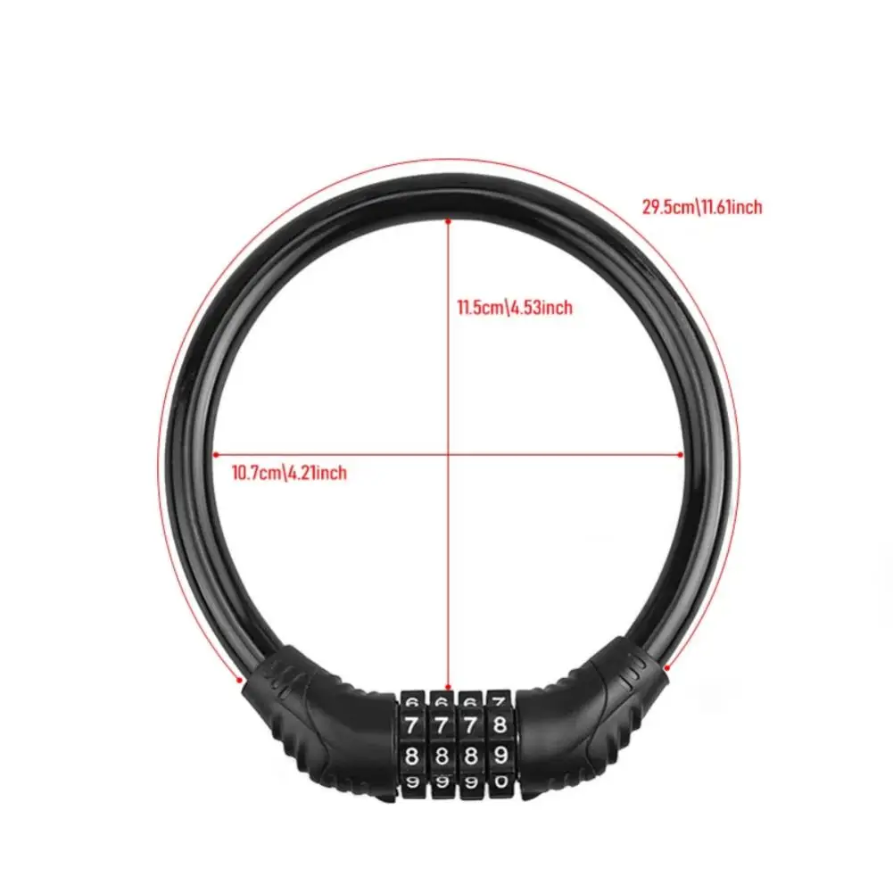 1PC High-Security 4-Digit Bike Lock - Reinforced Steel Cable for Bikes/Scooters/Motorcycles - Easy-to-Remember Combination