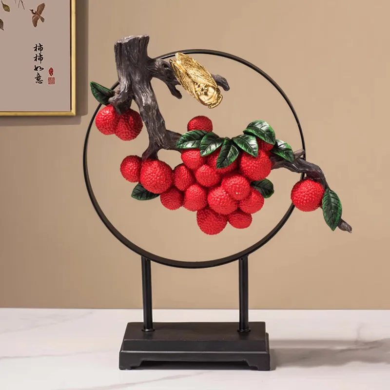 Resin Crafts Lichee Artificial Fruit Chinese Round Three-dimensional Lychee Sculpture Decorative Figurines Home Decoration