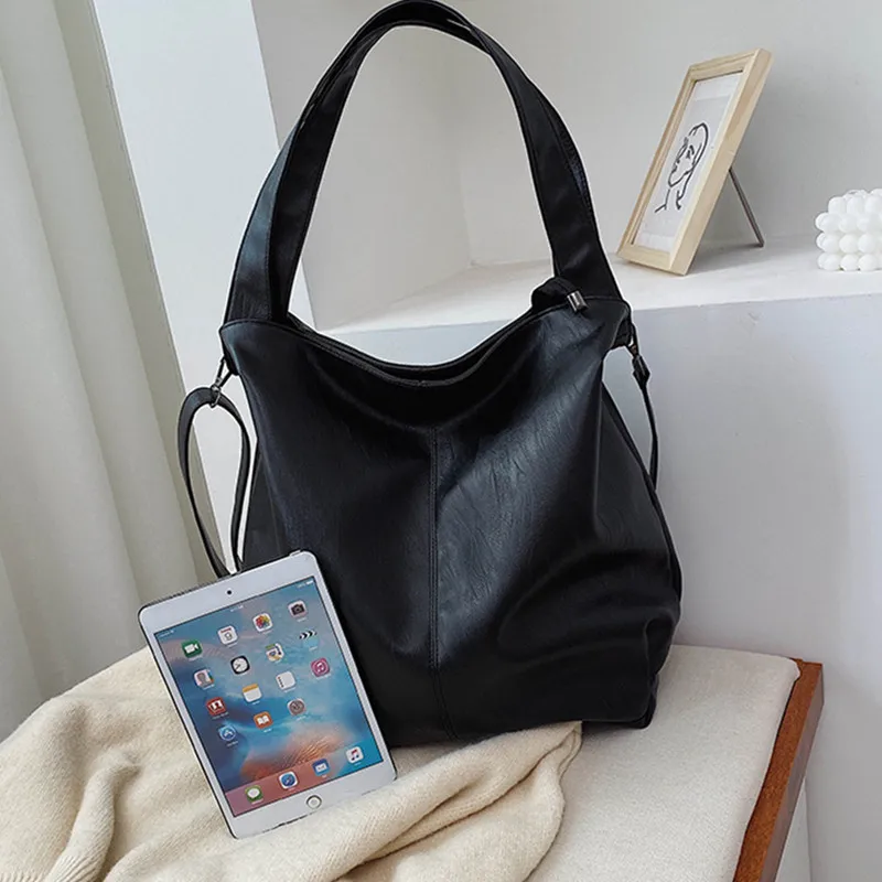 Bolso de mano Vintage para mujer, bolsos de lujo de diseñador, bolso de hombro de piel sintética suave para mujer, bolsos con asa superior, bolso de