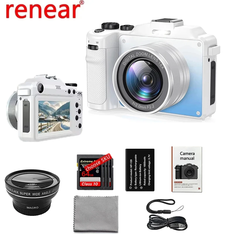

4K Digital Camera Video For Photography 18X Zoom Camera 48MP Vlog YouTube Camera For Students Smart Autofocus Selfie Cameras