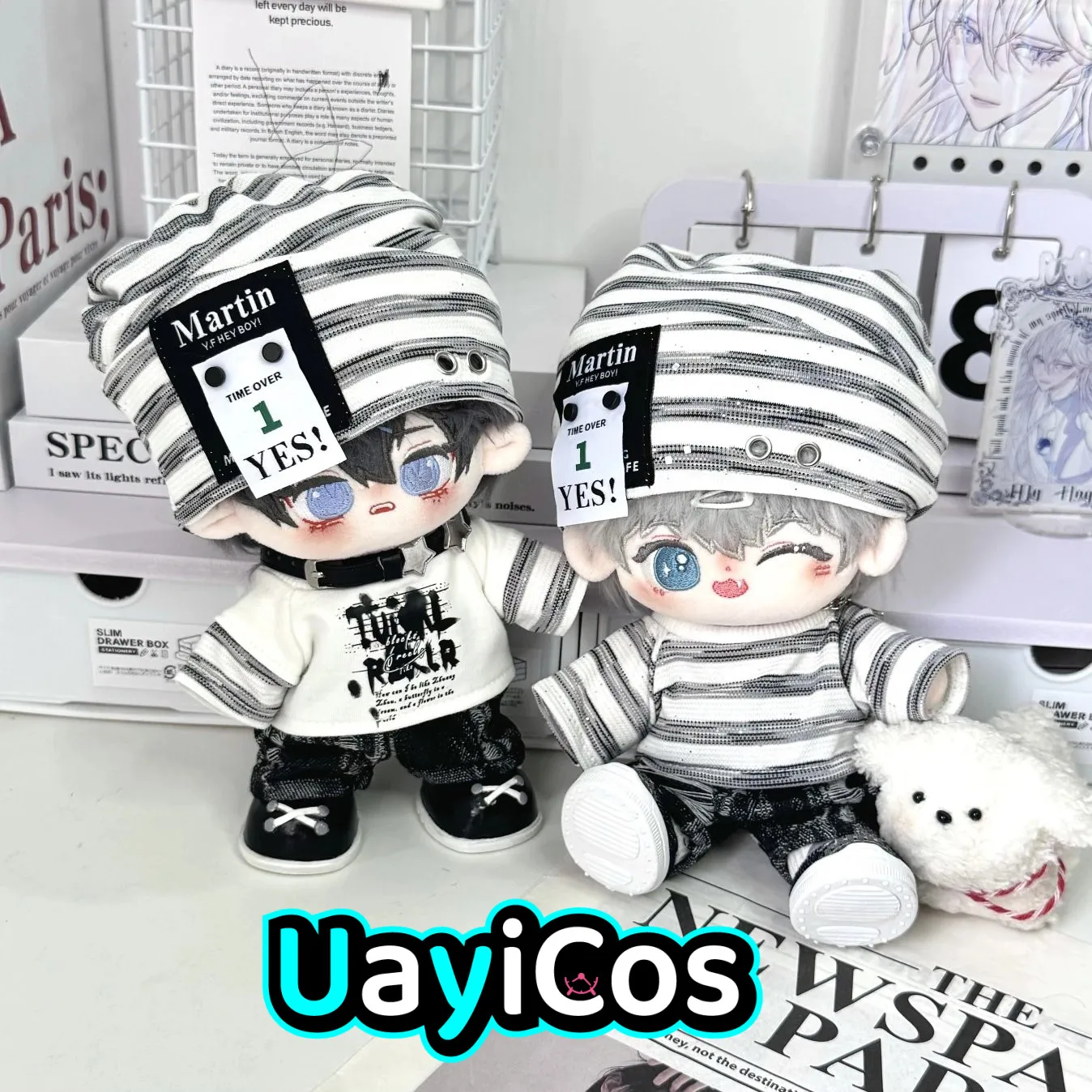 10cm 20cm Doll Clothes Black And White Pixel Punk Fashion  Cool Guy Suit Stuffed Plushies Plush Doll Accessories Anime Toy For K