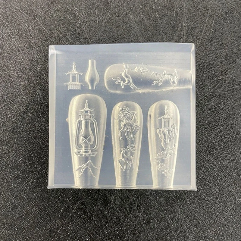 1Pcs Nail art Silikon Carving Form Blume Schmetterling Lotus Koi Deer 3D Form Nail art Dekorationen DIY Design Silikon Nagel form