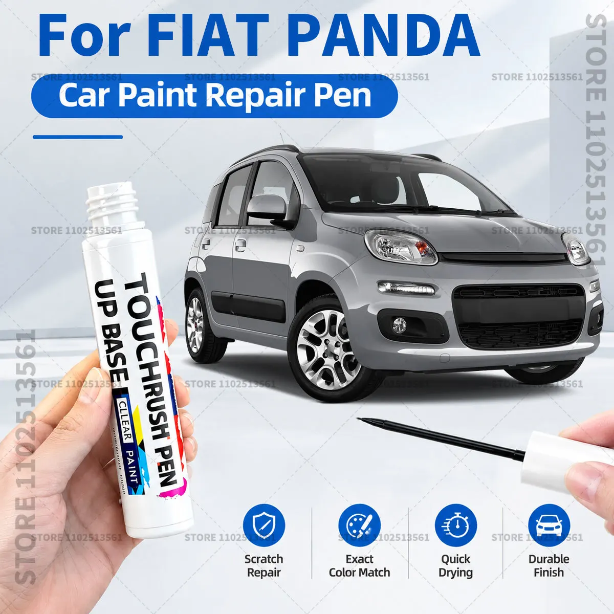 For FIAT PANDA White Automotive Touch Up Paint Pen Scratch Repair Marker for Car Body Bumper Door Paint Restoration Accessories