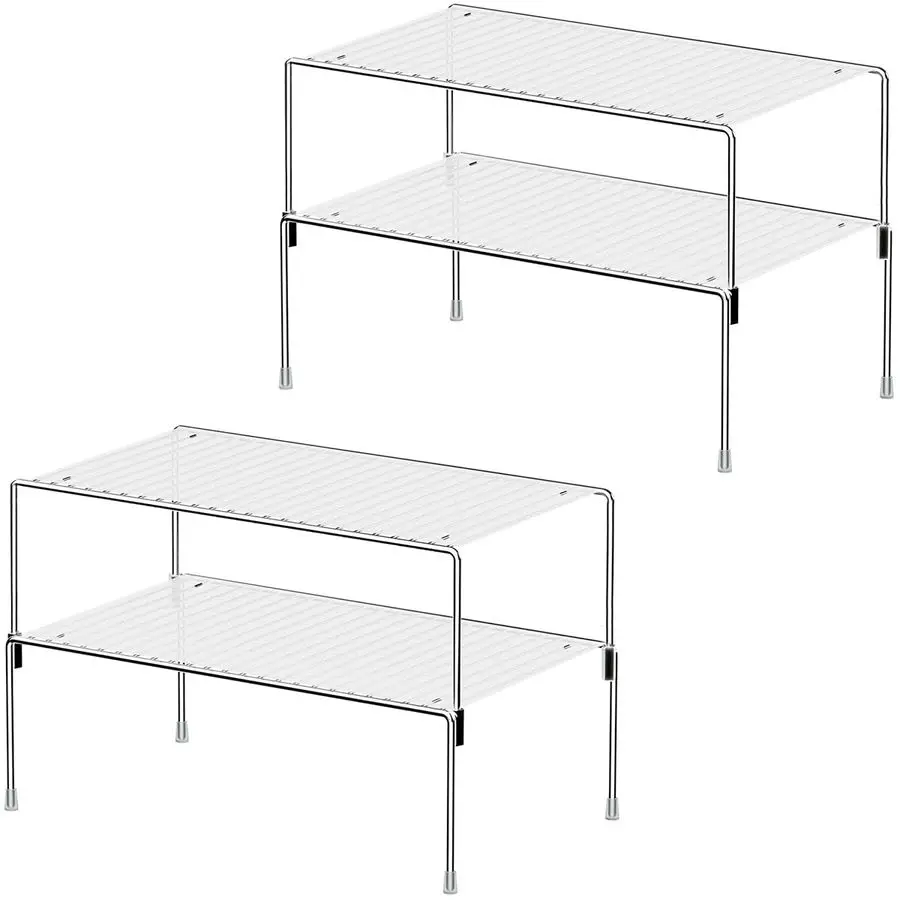 

of 4 Kitchen Cabinet Organizer Shelves, Stackable Organizer and Storage for Cabinet Cupboard, Expandable Shelf Risers Plate Rack