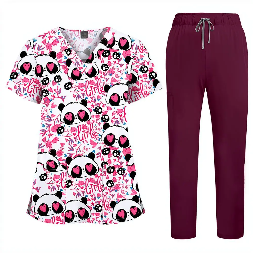 For For Viaoli Professional Medical Scrubs Set Breathable Printed Scrub Top And Pants Uniform For Hospital Clinic Personnel