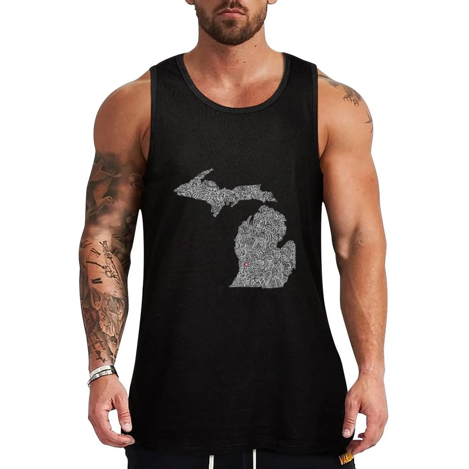 

Grand Rapids Map Design Tank Top Performance Tank Top Moisture Wicking Workout Shirt