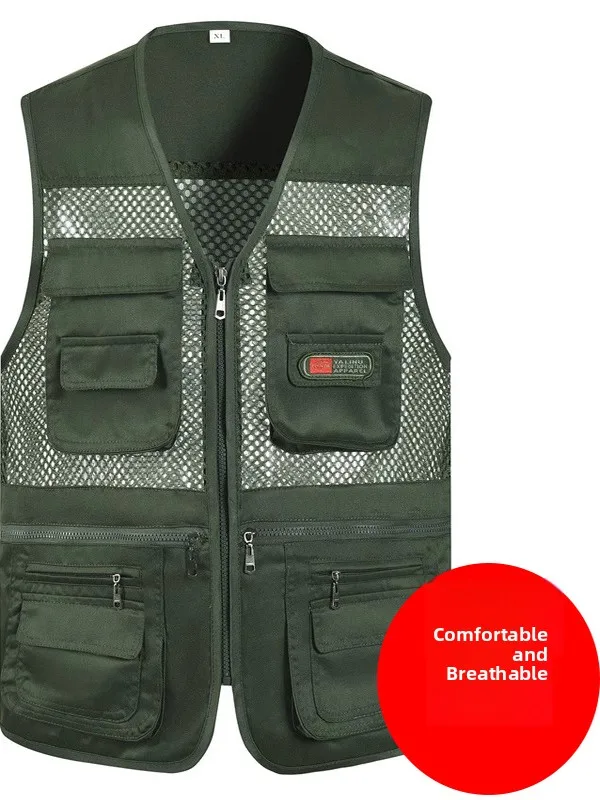 

Summer Thin Me Vest Casual Lightweight V-Ne Photoaphy Fiing Leisure Multi-ket Mid-Year Men's Loose Fit Casual Vest