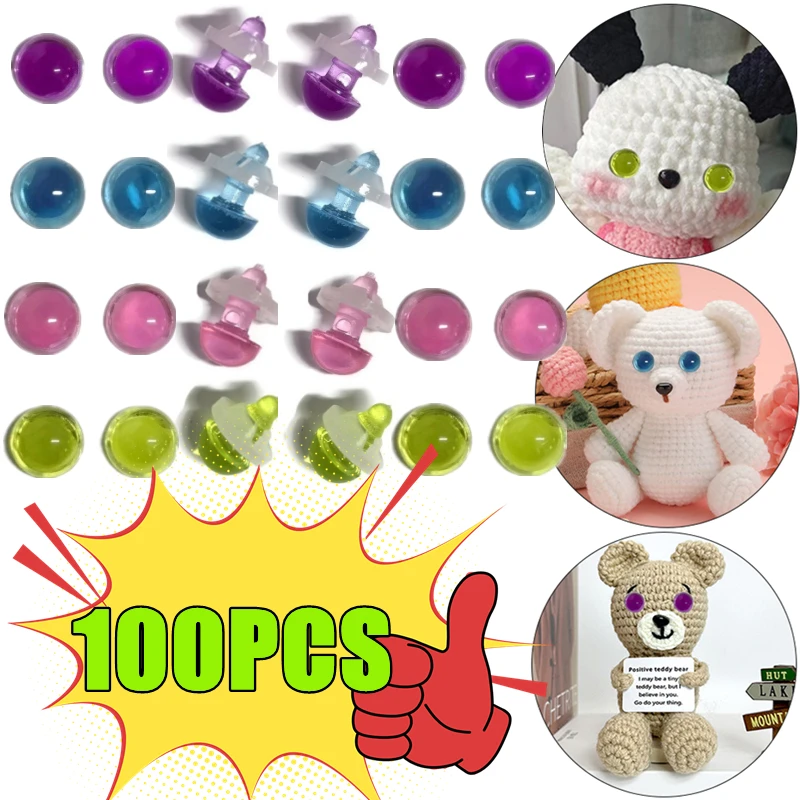 

Newest 100PCS Colored Safety Eyes Crochet Eyes Toy Eyes for Amigurumis Teddy Bear Stuffed Animals Doll Making Supply Accessories