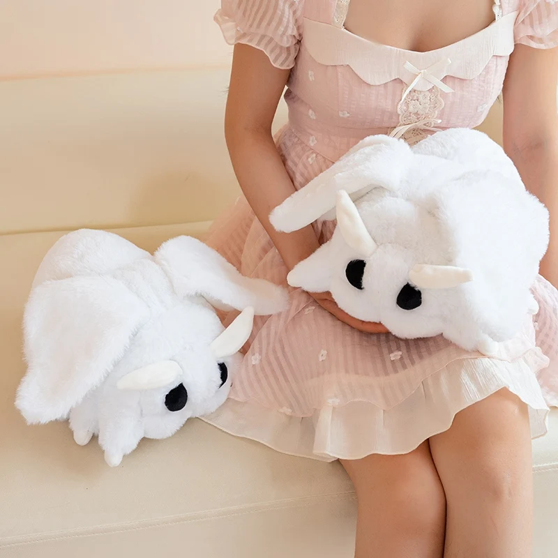 Large Kawaii Poodle Moth Plush Toy, Soft Fluffy White Fuzzy Moth Stuffed Doll with Movable Wings, Gifts.