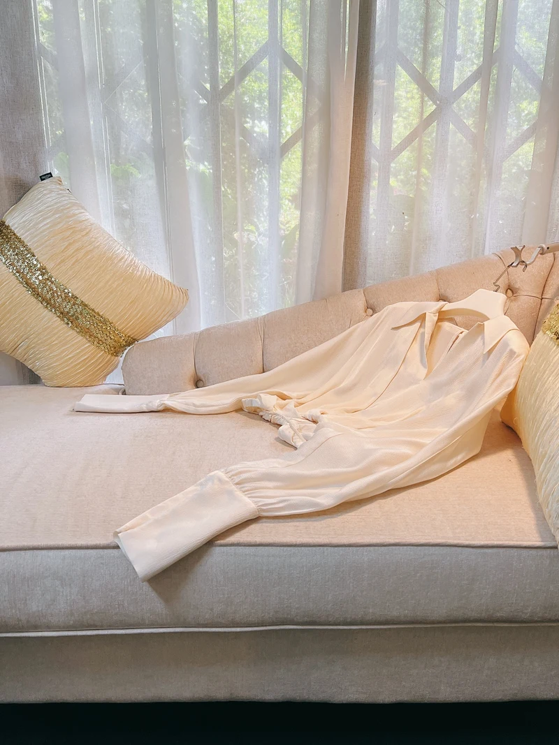 

Ele Texture ort White Vintage Hong Kong Sle Commute irt Ladylike Design Polyester Fiber Long Sve Batwing Sve