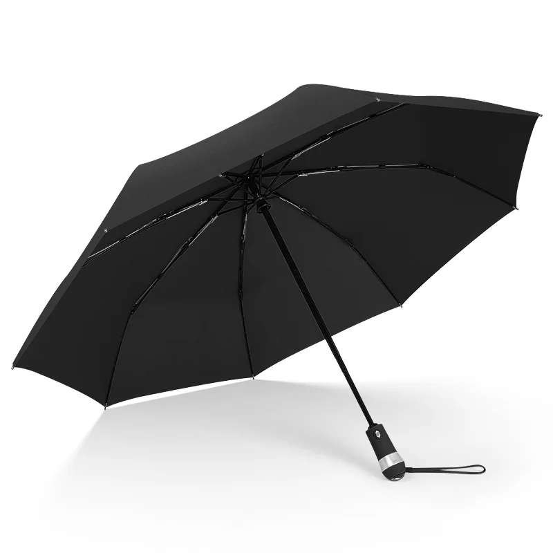 Automatic Umbrella Windproof Strong LED Light Foldable Umbrella Men Women Flashlight Rain Big Parasol Umbrella