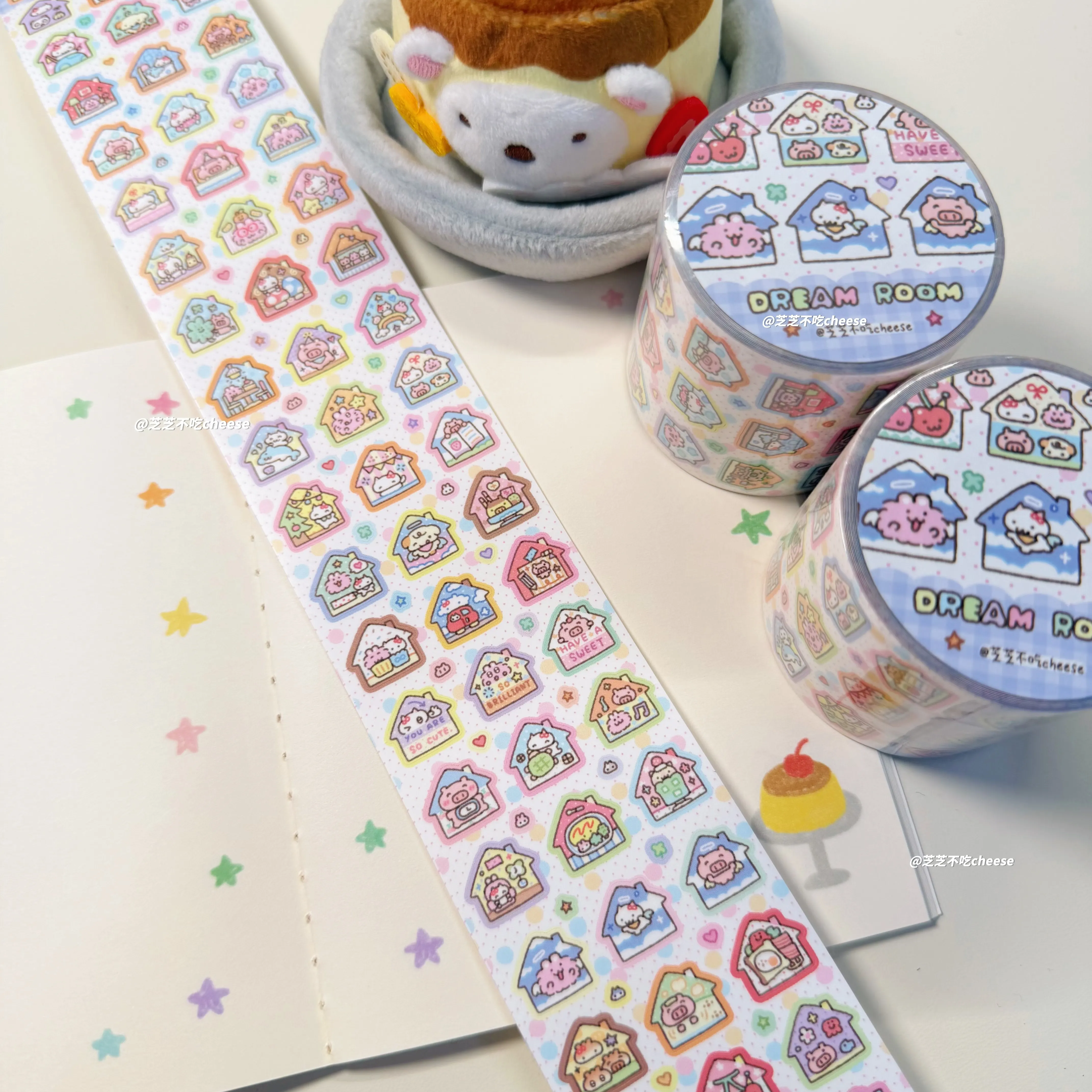 

washi tape Zhizhibuchi Cheese - Cute Mini Room Themed Sticker Rolls, Journal Decals, Kuka Stickers and Die-Cut s for Decorations