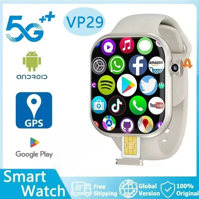 Relojes inteligentes VP29 5GSmartwatch con sistema operativo Android 10,0, cámara giratoria Amoled de 2,29 pulgadas, GPS, WIFI, NFC, Google Play Store
