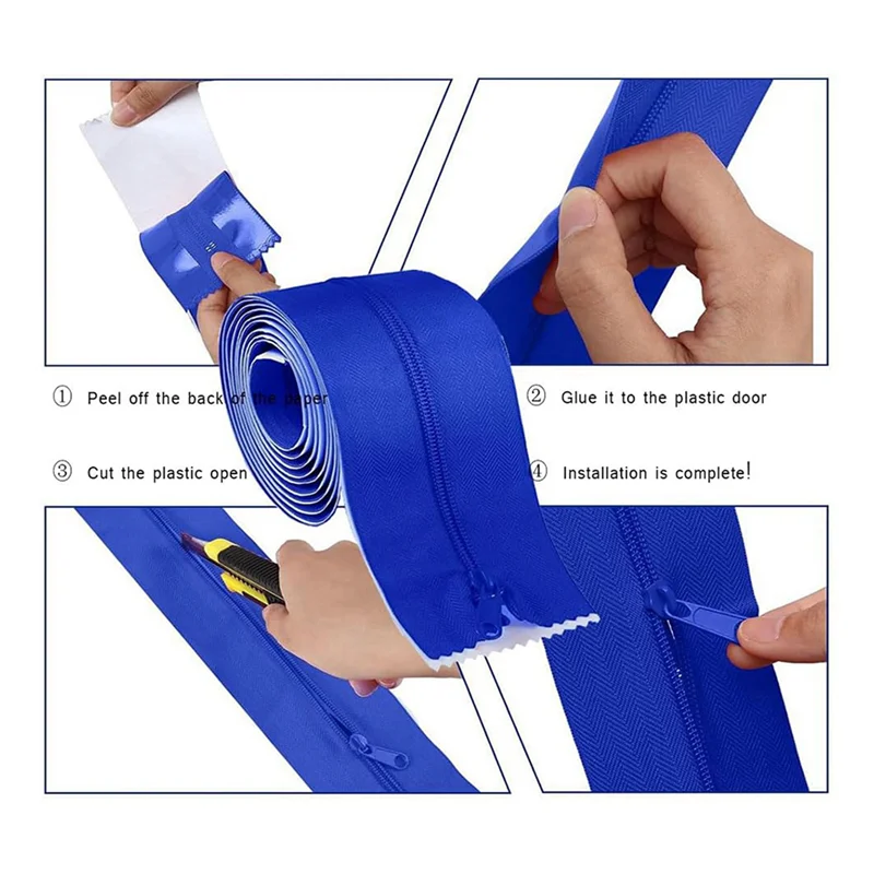

6 Roll Heavy Duty Zipper Dust Barrier Zipper 3 Inch X 7 Ft Construction Zipper Self Adhesive Zipper Used For Greenhouse