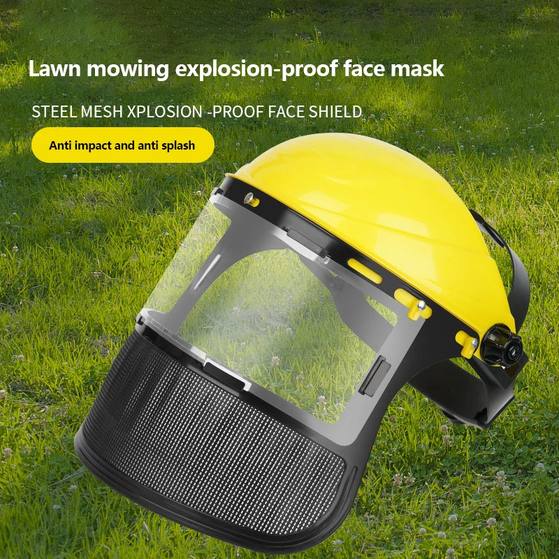 New Garden Grass Trimmer Safety Helmet Hat With Full Face Mesh Protective Mask For Logging Brush Cutter Forestry Protection