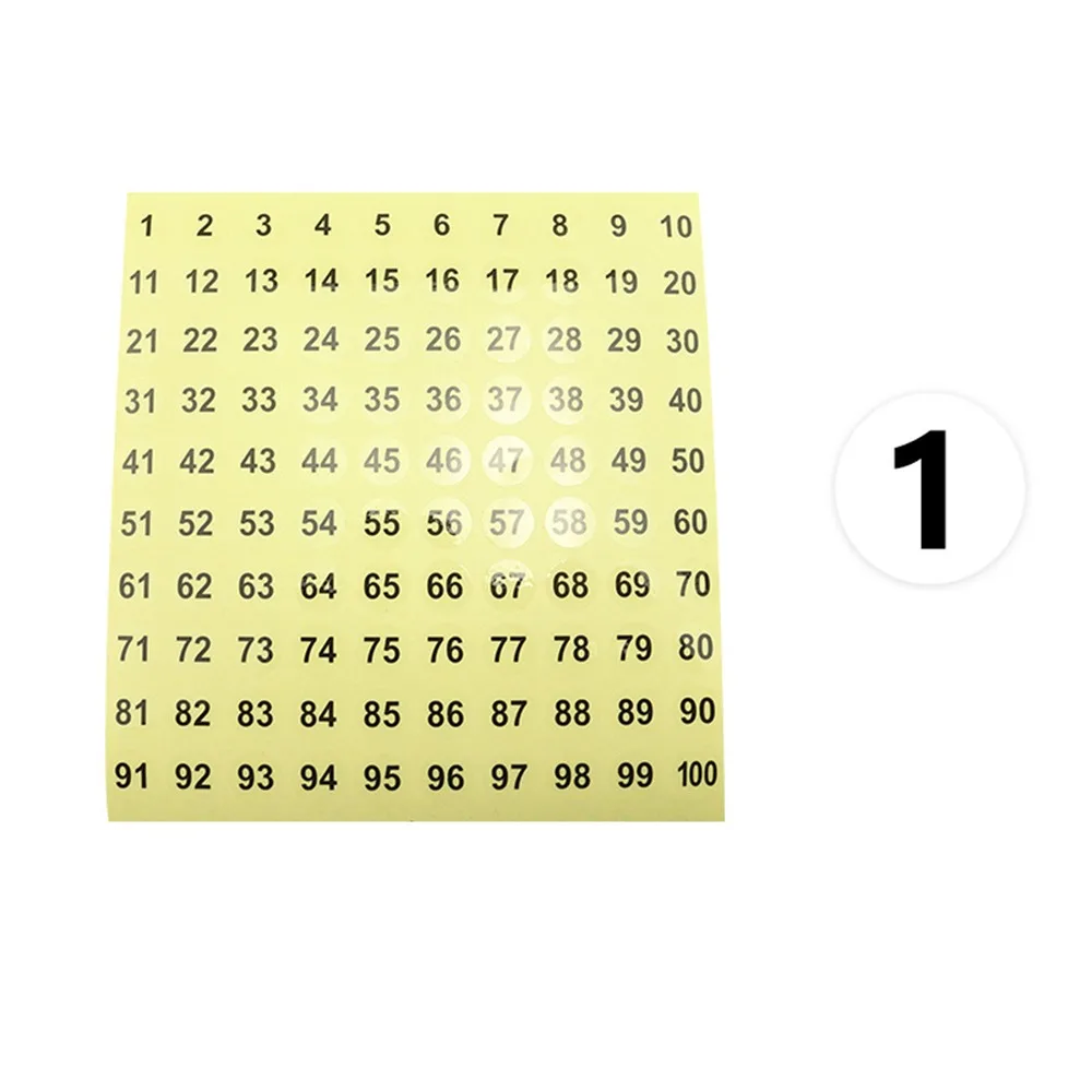 100Sheets 1-100 Labels Number Stickers Self-adhesive 10mm Nail Polish Color Sorting Stickers DIY Waterproof Clothing Size Label