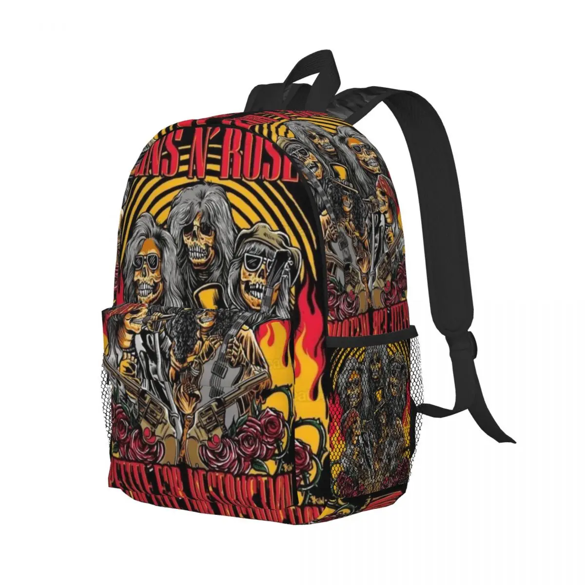 Like-Guns-&-Roses-Style Printed Lightweight Casual Schoolbag For School, Outdoor, Shopping, Office 15inch