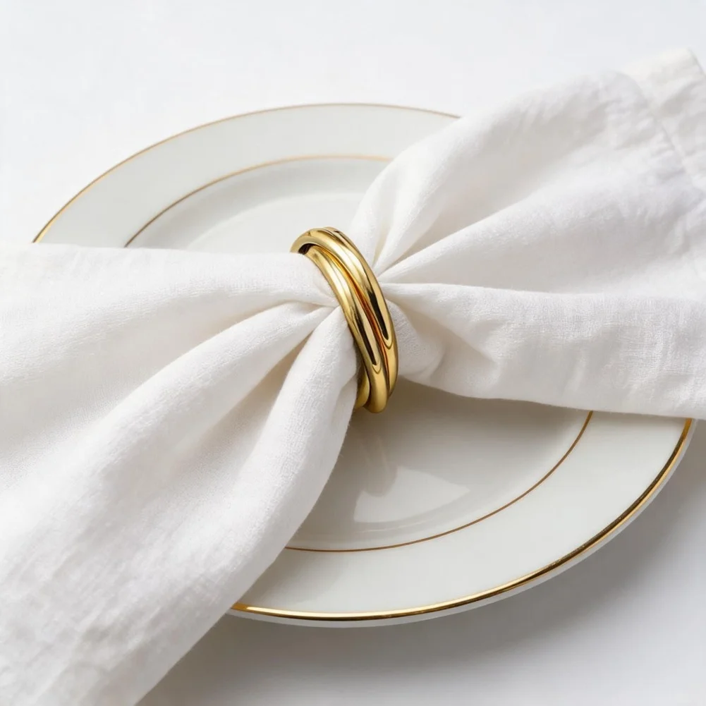Gold Napkin Rings Set of 12 Iron Material Minimalist For western Style Table Decor Diameter 5cm Three Ring Napkin Holders