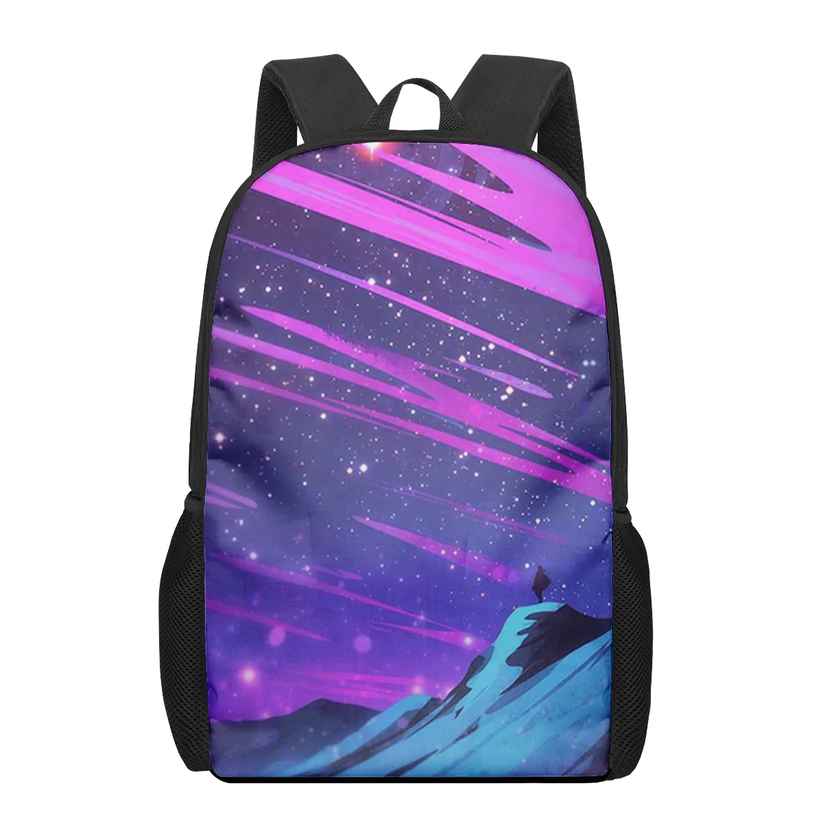 Mochila de Ilustração de Paisagem Anime, bolsa de escola padrão 3D para crianças, meninas e meninos, mochila infantil casual