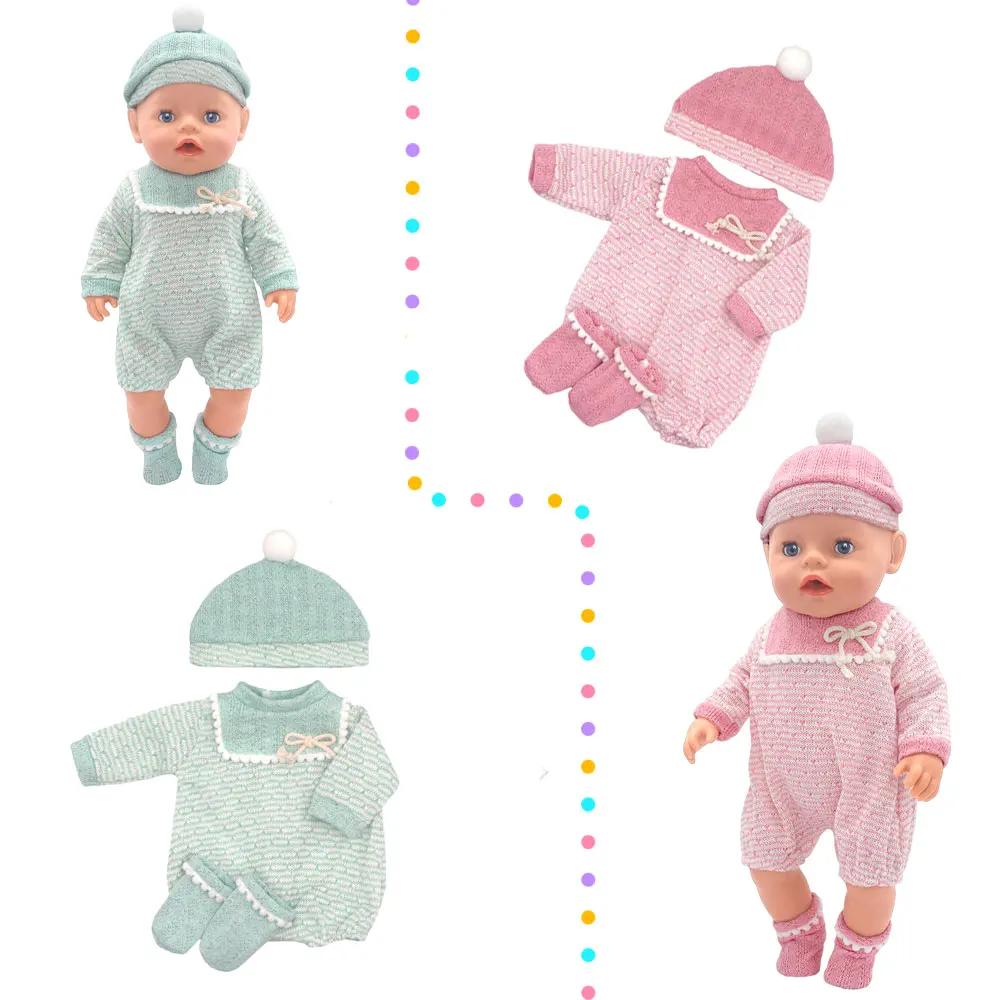 2025 New  love  Dolls Outfit Suits For 17 inch 43cm Baby Reborn Doll Cute Jmpers Rompers New Born Doll Clothes